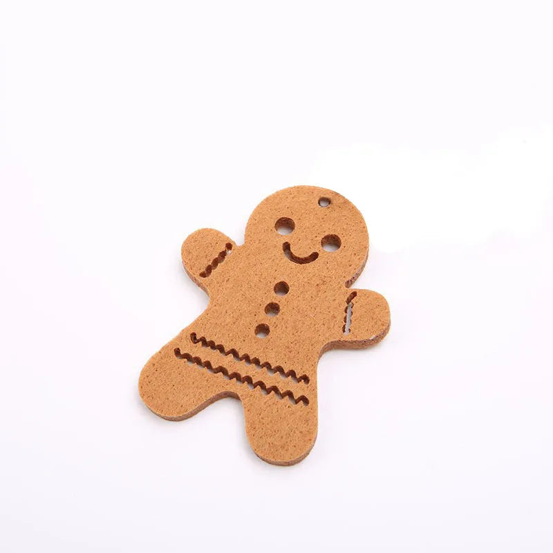 Christmas Gingerbread Man Felt Pendant Christmas Tree Snowflake Christmas Decoration Non-woven Fabric Hanging Decoration Oasis Select 7x9cm