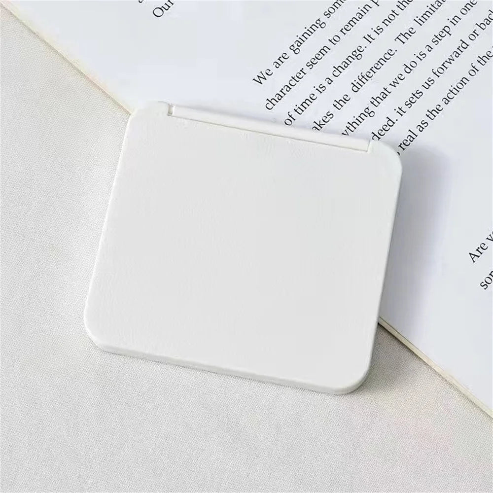 2-Face Makeup Mirror Square Portable Cute Girl'S Gift Hand Mini Mirror Pocket Double-Sided Makeup Mirror Compact Multiple Colors Oasis Select White