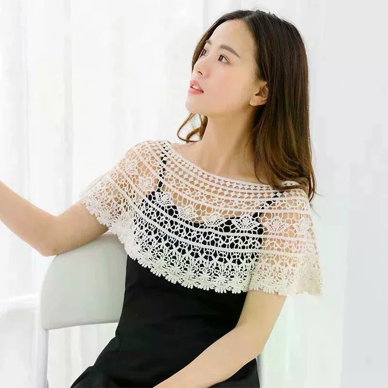 Women Knit Hollow Out Shawl Wrap Wedding Bridal Evening Dress Lace Shawl Wedding Sunflower Lace Scarf Shrug Cape Poncho Oasis Select