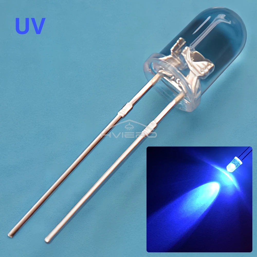 100pcs 5mm LED Diodes – Super Bright Water Clear DIY Bulbs