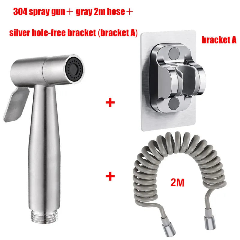 Portable Bidet Toilet Sprayer Stainless Steel Hand Held Spray Toilet Shower Wc Dual Control Angle Valve Bathroom Accessories Oasis Select Package B 3 in 1 G1/2