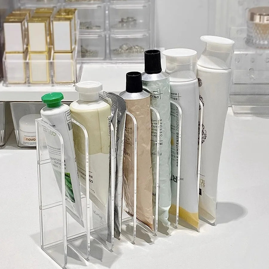 1pc Plastic Transparent 7-Slot Cosmetic Organizer Multi-Functional Makeup Holder Home Office Bathroom Dressing Table Sorting Box Oasis Select