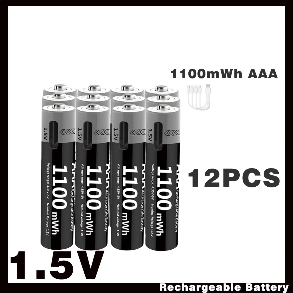 Li-ion AAA and AA Rechargeable Batteries USB Lithium-ion 3400mWh 1.5V AA Rechargeable Batteries+1100mWh 1.5V AAA Battery Oasis Select USB AAA 1100mWh12PC