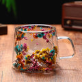 Petal Quicksand Coffee Cup High Appearance Level Dried Flower Real Flower Double Creative Drink Milk Glass Oasis Select A 200ML