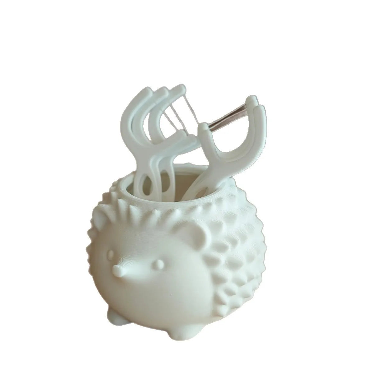 Hedgehog Shape Dental Floss Picks Holder Toothpick Storage Container Desk Bathroom Decor Organizer Toothpick Holder for Home Oasis Select WHITE
