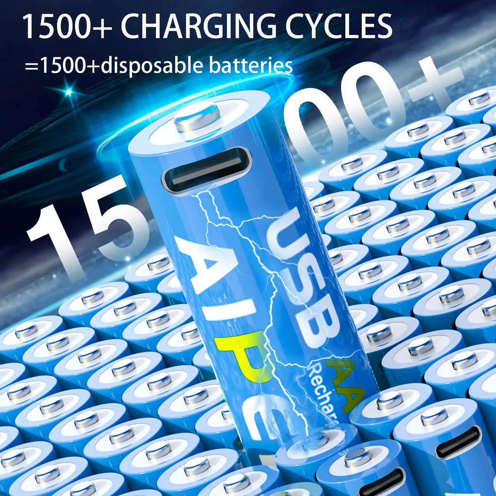 AIPEKE Aa Rechargeable Batteries 4200mWh triple aaa rechargeable batteries 1.5V 1000mWh,USB-C Charging for Remote Control Mouse Oasis Select