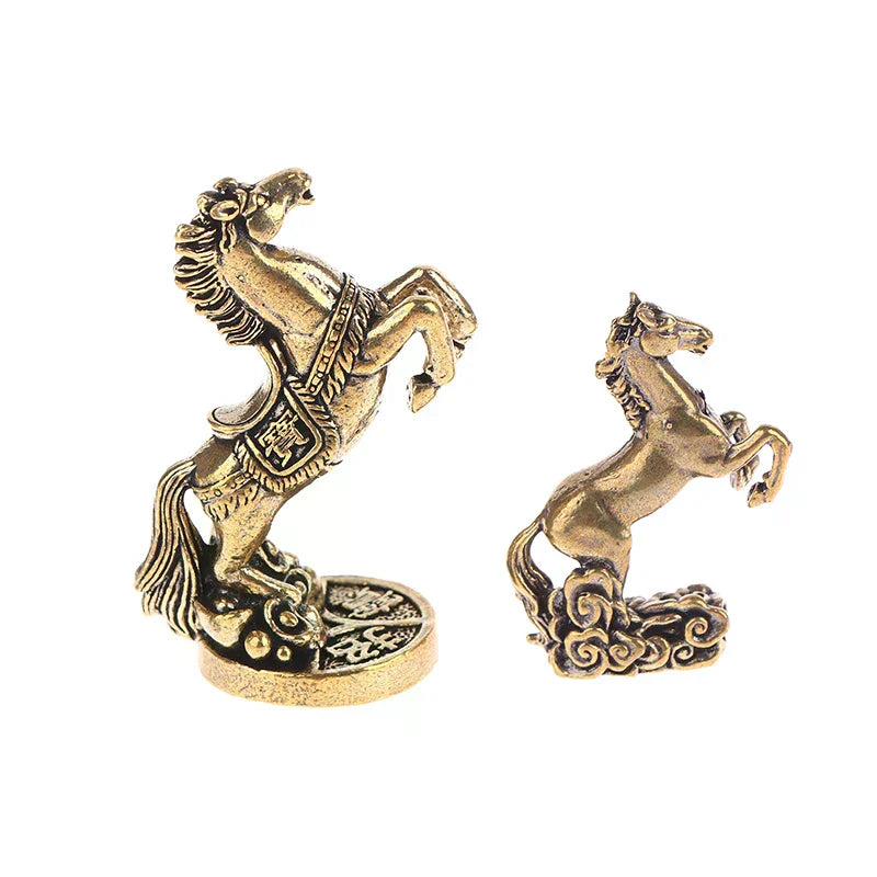 Bronze Horse Desktop Decoration Living Room Tea Table Sculpture Metal Craft Home Decorations Chinese Zodiac Horse Statue Oasis Select