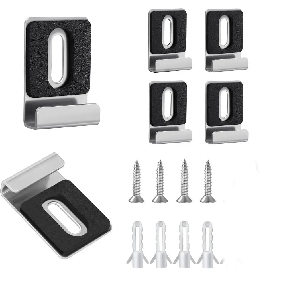 4-Pack Matte Black Stainless Steel Mirror Clips & Brackets