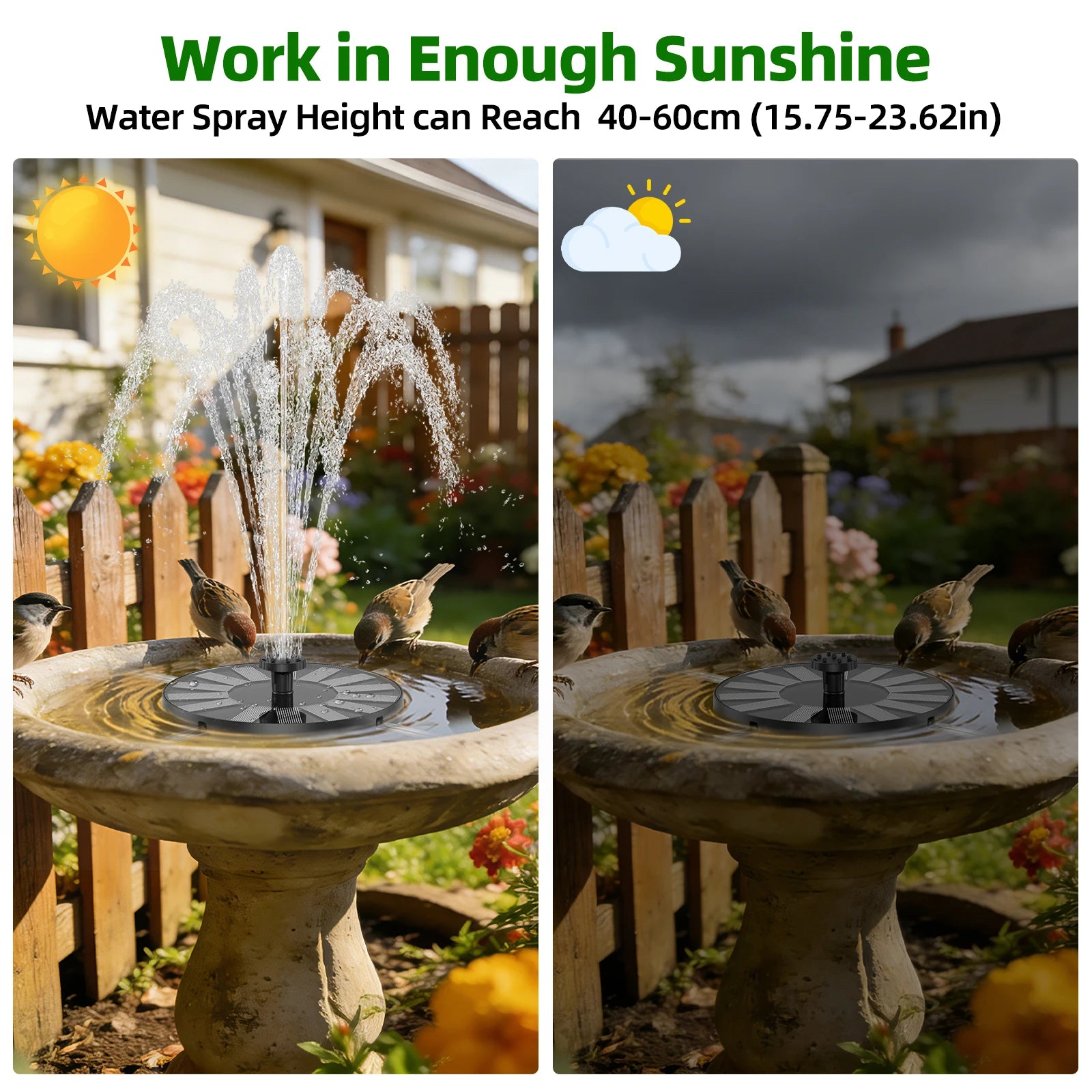 1.4W Solar Water Fountain Bird Bath Pump with 6*Nozzle&4*Crash Bar Durable Powerful, Perfect for Bird Bath Garden Pool Aquarium Oasis Select