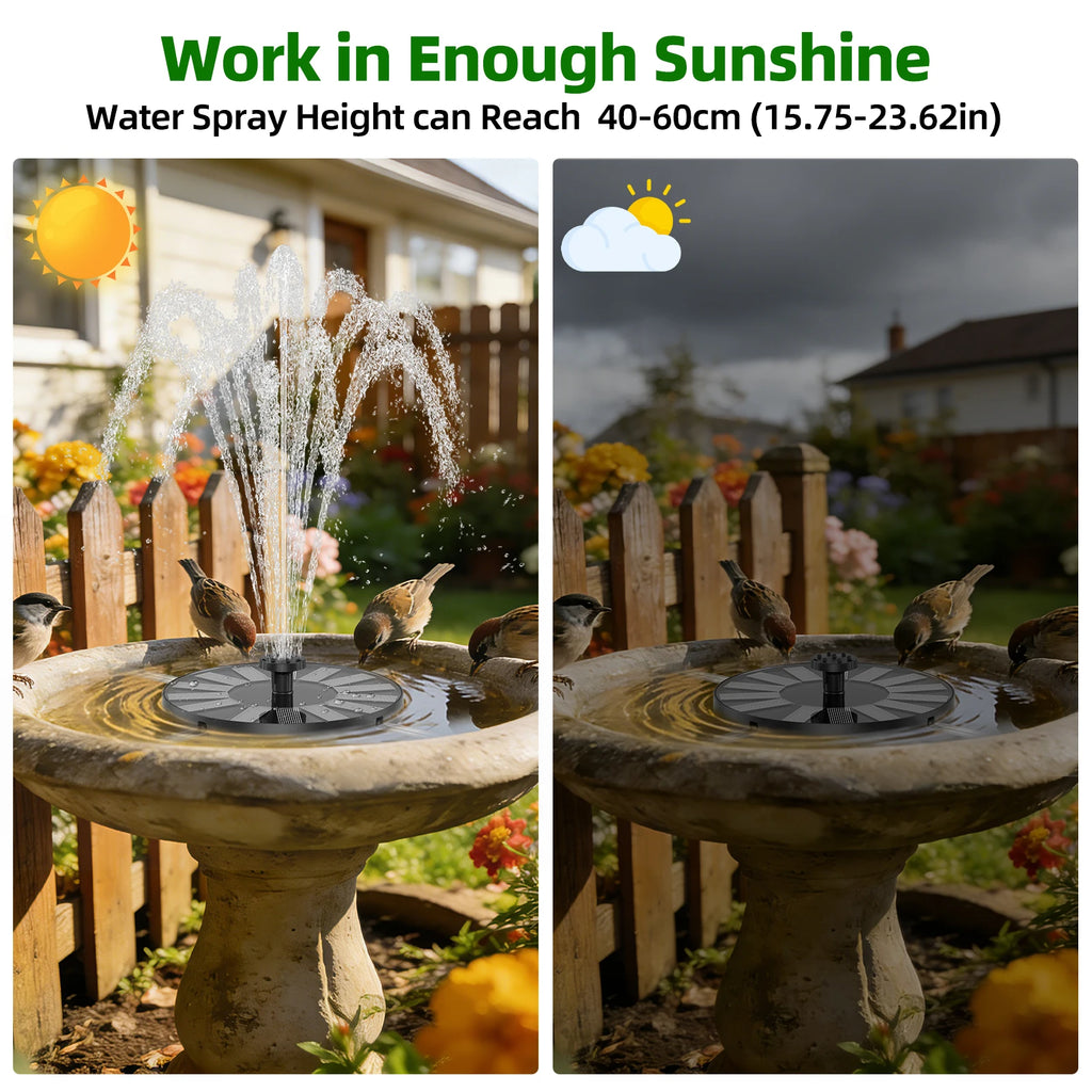 1.4W Solar Water Fountain Bird Bath Pump with 6*Nozzle&4*Crash Bar Durable Powerful, Perfect for Bird Bath Garden Pool Aquarium Oasis Select