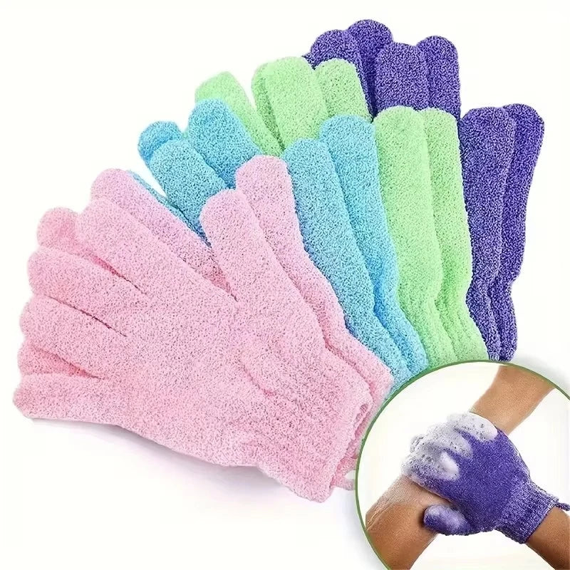 1/2pair Five Fingers Bath Gloves Household Shower Scrub Body Wash Children Home Supply Elastic Wipe Back Bathing Cleaning Gloves Oasis Select