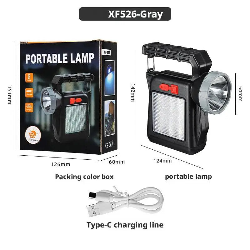Outdoor Solar-Powered Super Bright Long-Range Rechargeable High-Capacity Strong Light Handheld Searchlight Oasis Select XF526 gray