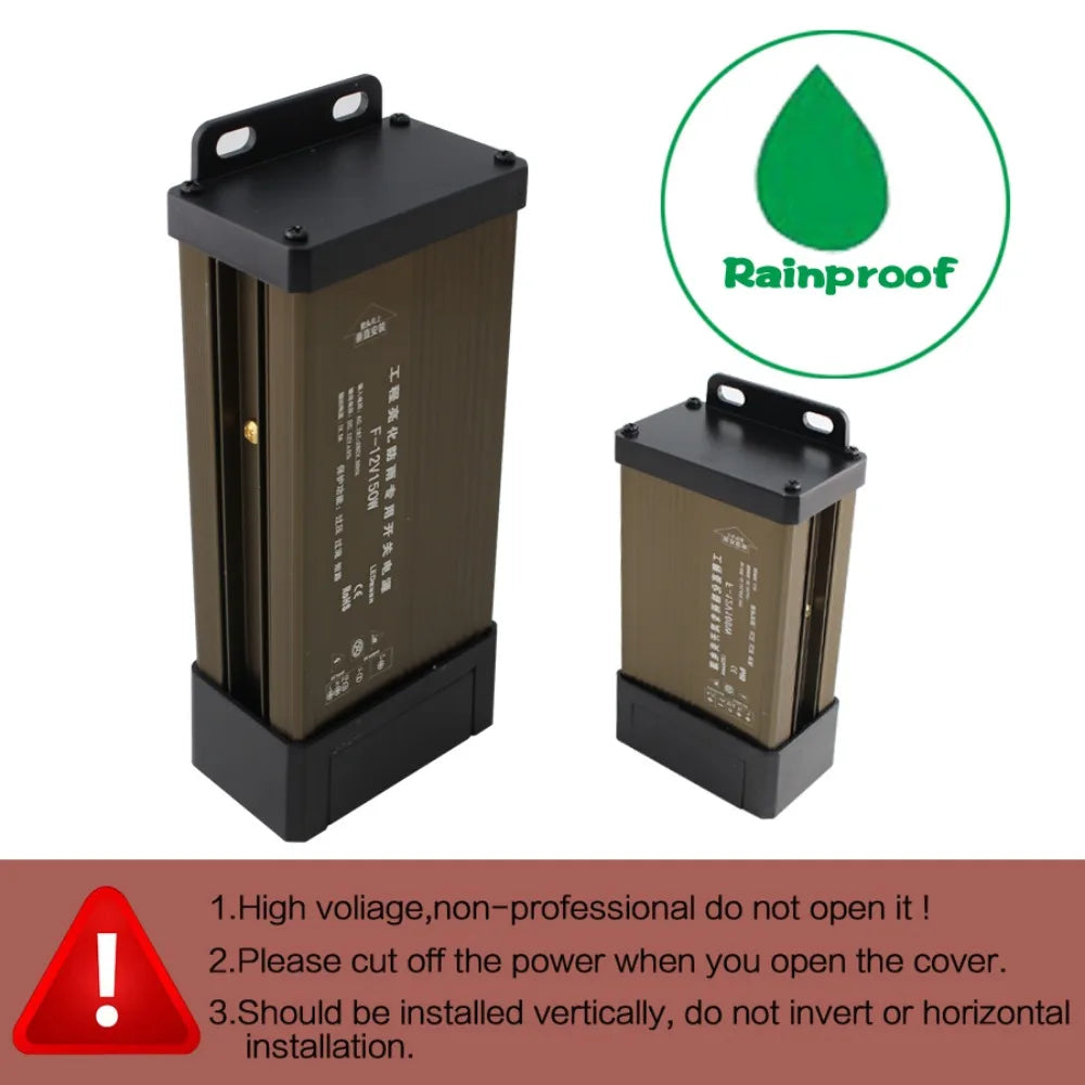 12 V Volt Power Supply Outdoor Rainproof AC 220V TO DC 5V 12V 24V Lighting Transformers 100W 200W 250W 300W 400W 500W 600W SMPS Oasis Select
