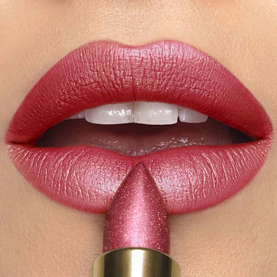 KAFURUX Metallic Glitter Lipstick – 16 Colors, Waterproof