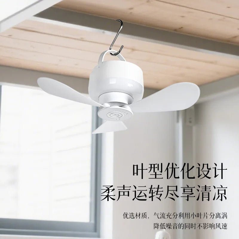 Rechargeable Mini Ceiling Fan with Remote – USB Camping Dorm