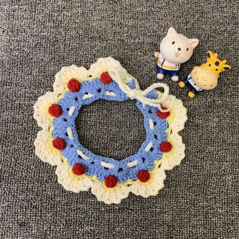 Cat Scarf Dog Bib Snow White Knitted Pet Accessories Collar Wool Collar Flower Bow Tie Dog Saliva Towel Oasis Select Princess color XS（old）