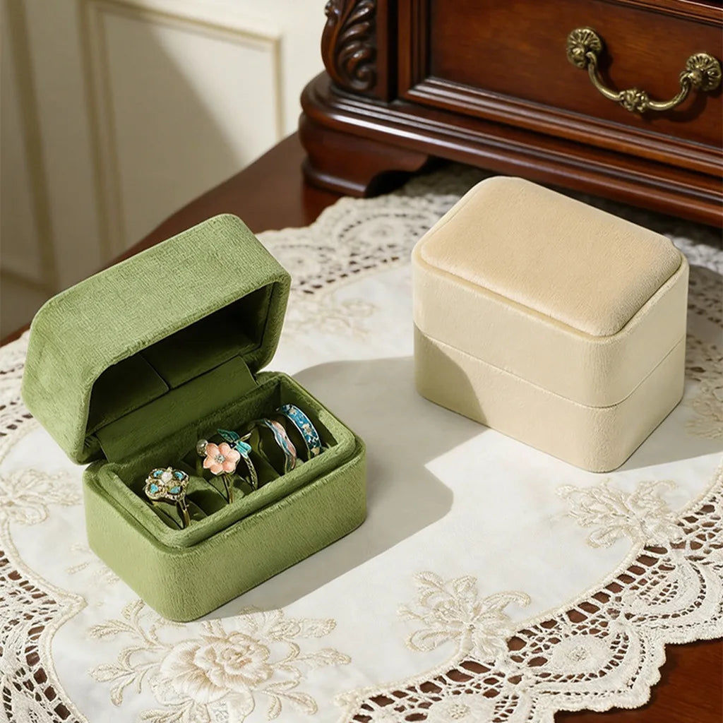 Portable Earrings Box Soft Velvet Jewelry Box Multi-Slot Ring Holder Compact Jewelry Storage Box For Special Occasion Gift Oasis Select