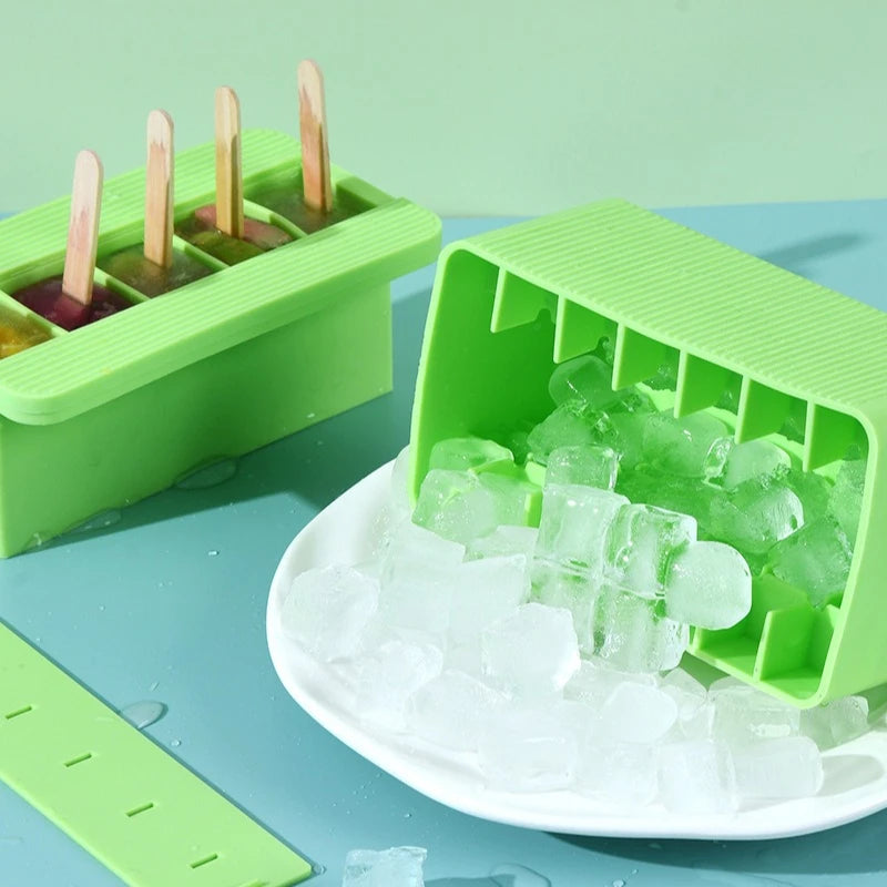 Food Grade Silicone Ice Cube Tray & Popsicle Mold Press-Type Ice Maker Multi-Function Box for Ice Cream Oasis Select