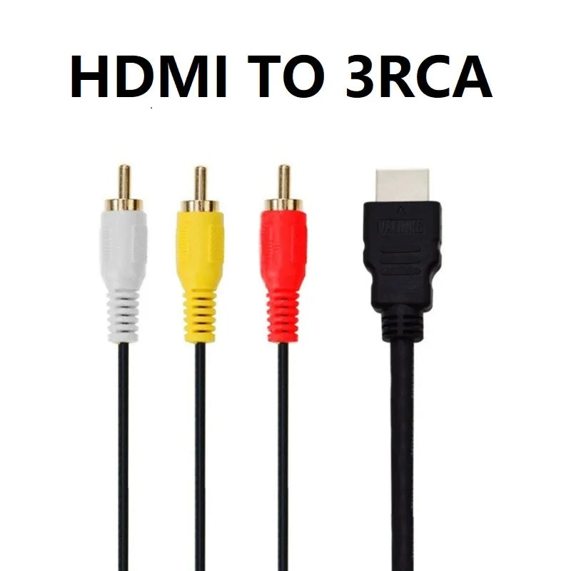 1.5M HDMI-Compatible HDTV Male To 3 rca AV Conversion TV Set-Box DV DVD Audio Video Cable to 3rca Digital Wire Converter Adapter Oasis Select 1.5m