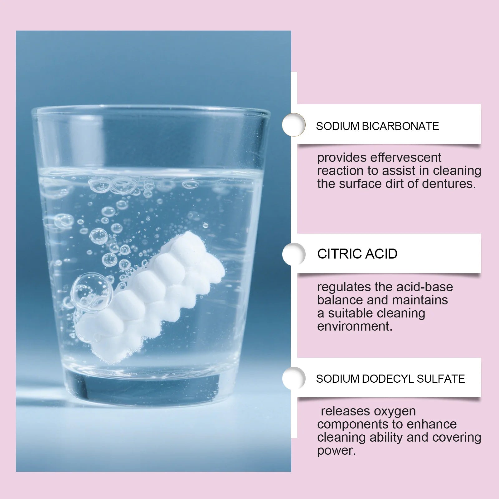 Denture Cleaning Effervescent Tablets-Deeply Clean Impurities in Denture Crevices, Keep Them Fresh,Clean and Comfortable to Wear Oasis Select