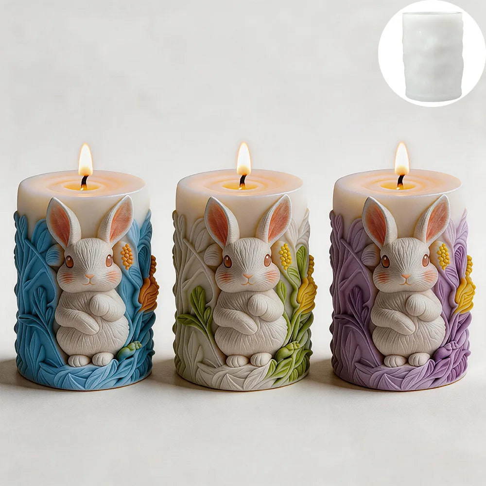 3D Cylindrical Easter Bunny Silicone Mold for DIY Handmade Aromatherapy Candle Home Decor Crafts Oasis Select