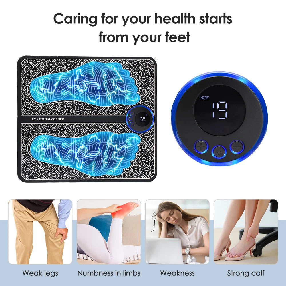 EMS Electric Foot Massager Mat – 8 Modes & Remote Control
