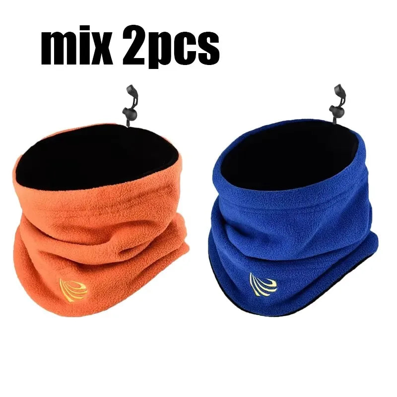 2/3pcs Winter Camping Fleece Neck Gaiter Ski Tube Scarf Snowboard Half Face Mask Face Cover For Men & Women Outdoor Cold Oasis Select orange-blue
