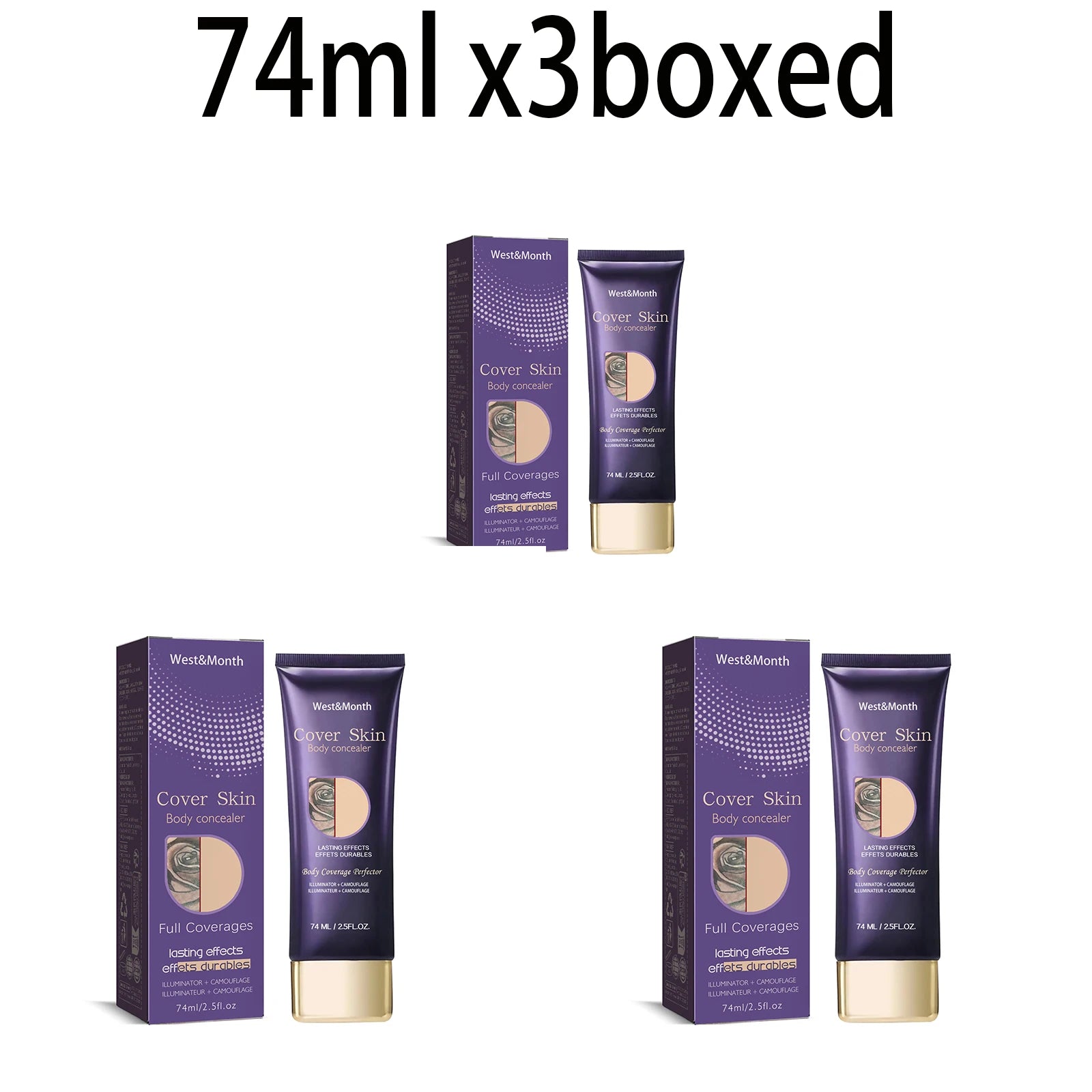 WEST MONTH 74ml Waterproof Tattoo Concealer Body Cover Cream Tattoo Concealer Cream Oasis Select 74ml x3boxed