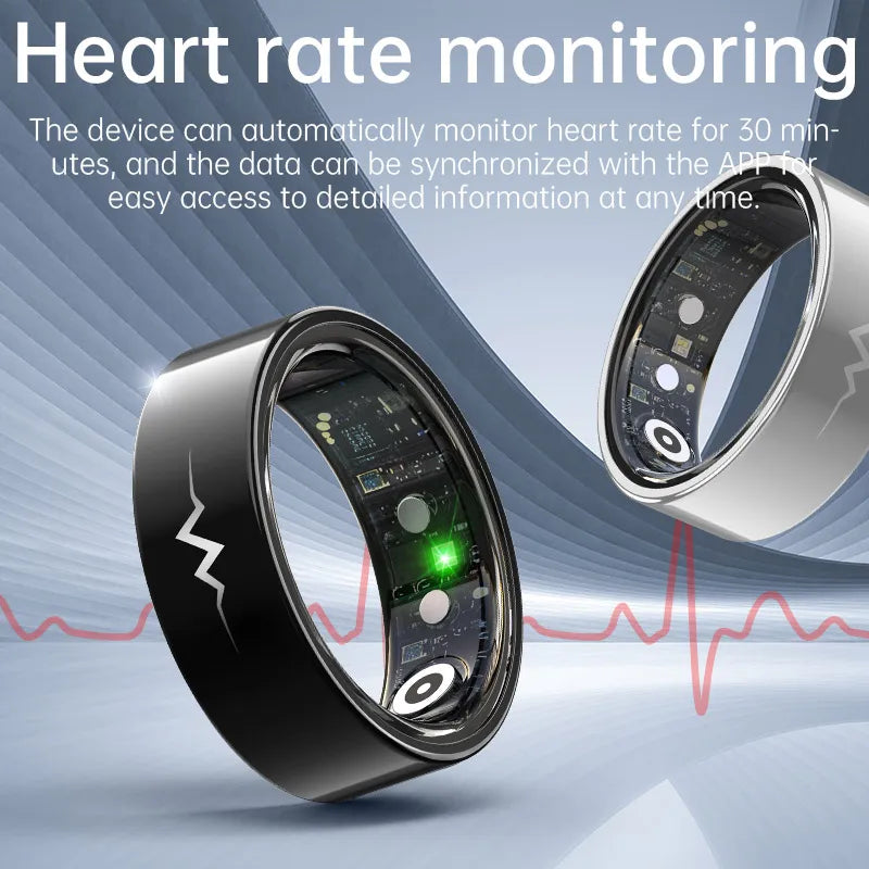 24-hour Health Monitoring Smart Ring Pressure Heartrate Sleep Monitor Men Lady Smartring Waterproof Multi-sport Mode Remote Care Oasis Select