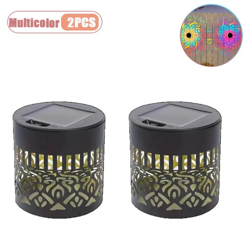 1-8PCS Solar Sunflower Mandala Wall Lantern Outdoor Waterproof Decorative Light for Garden Fence Patio Pathway Night Oasis Select Multicolor-2PCS