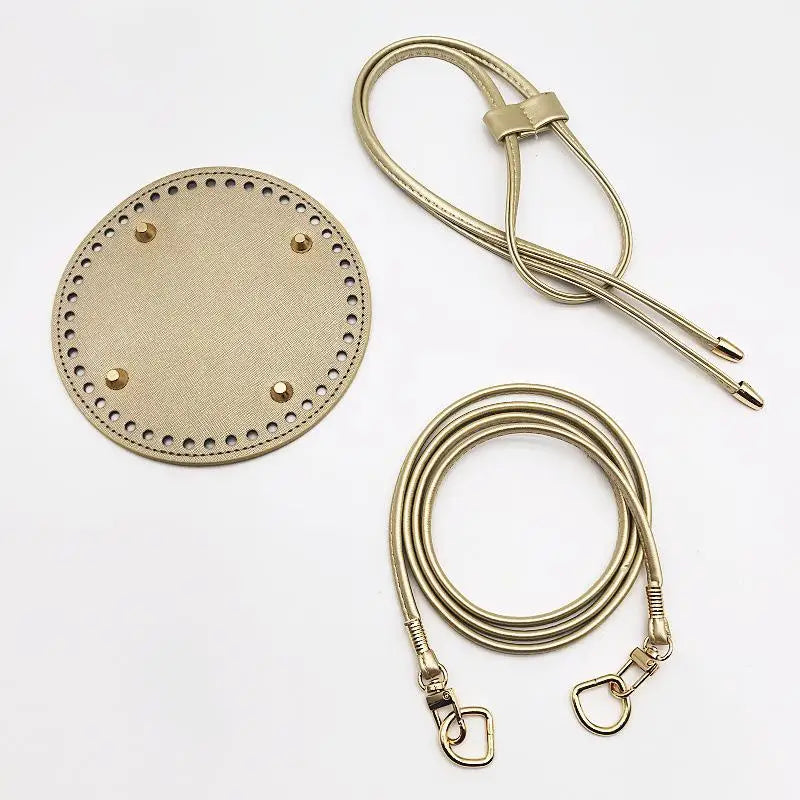 PU Leather Bucket Bag Base DIY Kit – Strap & Drawstring Set Bag Making Kit Oasis Select 3PCS Gold