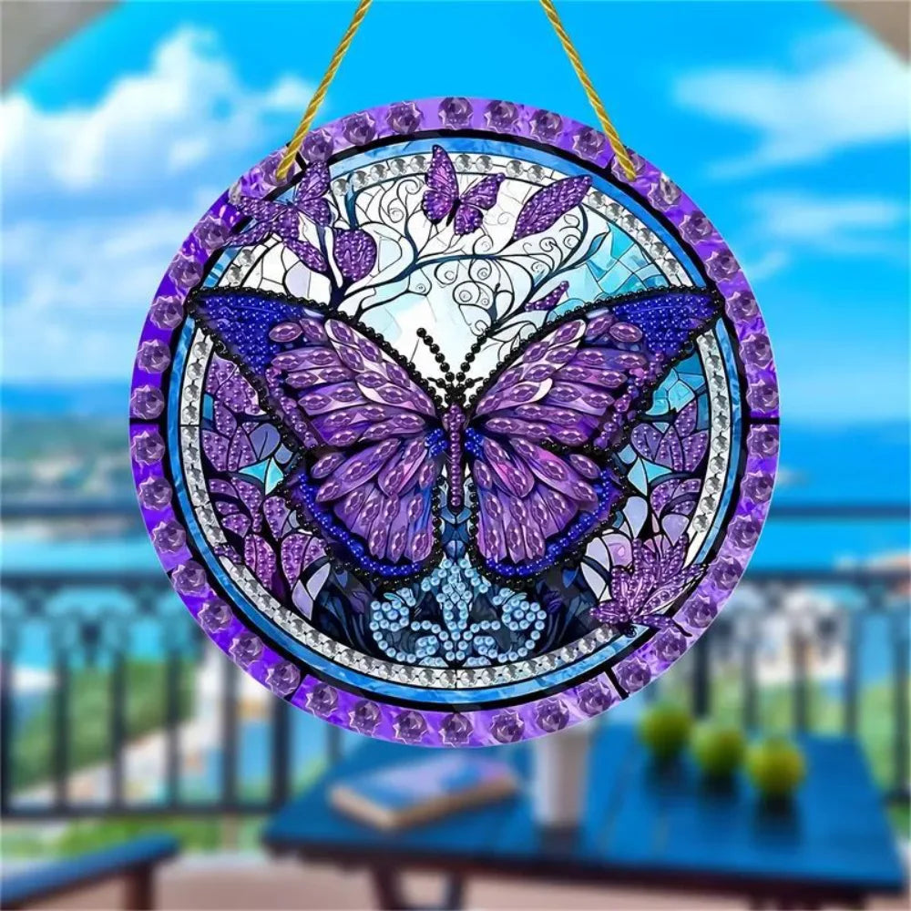 2025 Circular Acrylic Painting Creative Butterfly Theme Home Wall Decoration Hanging Painting Living Room Bedroom Mural Painting Oasis Select 12