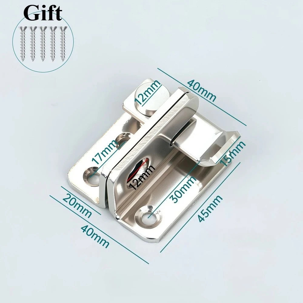 Stainless Steel Lock Latch Pet Cage Right Door Bolt Hasps Bathroom Security Anti Theft Deadbolt with Lock for Door Enhancement Oasis Select Silver-M-1PC