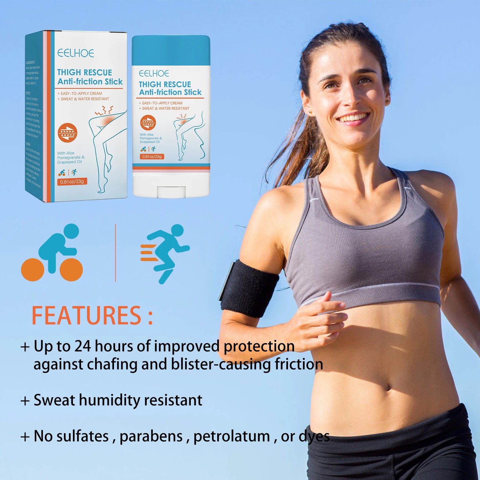 Thigh Anti-friction Stick Anti Chafe Cream Women Running Chafe Stick Sweat-proof Skin Rescue For Heel Lower Arm Thigh Skin 23g Oasis Select
