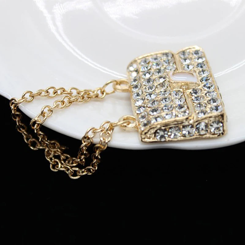 Fashion Creative Doll House Mini Metal Chain Bag Pendulum Doll Bag Miniature Shopping Handbag Clothing Accessories Oasis Select Gold