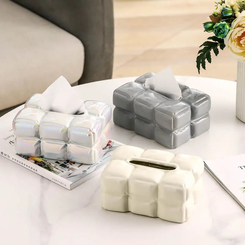 Luxury Chocolate Tissue Box Cover Ceramics Tissue Box High-grade Home Creative Napkins Tissue Holder Livingroom Table Decoration Oasis Select