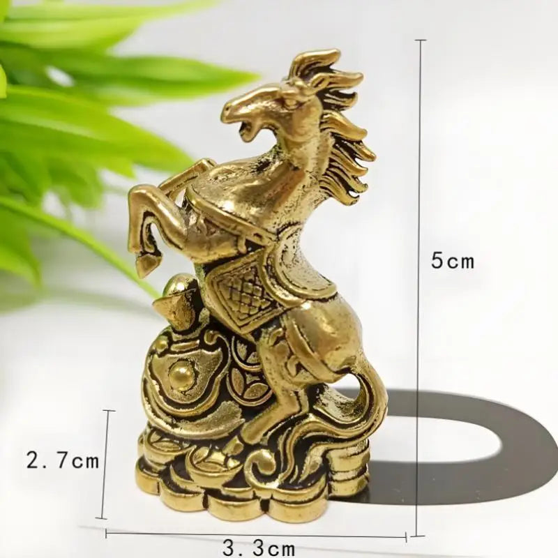 Brass Horse Sculpture Metal Craft Chinese Zodiac Desktop Ornament Living Room Coffee Table Home Decoration Oasis Select A3