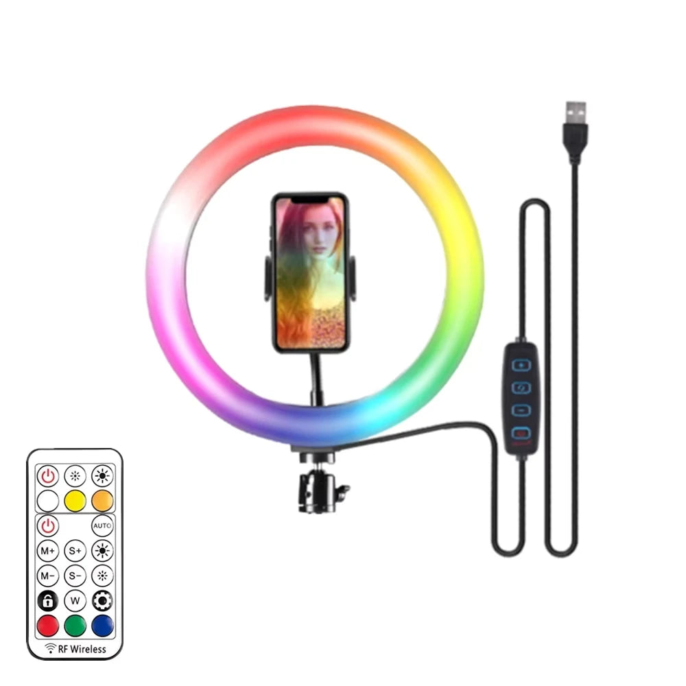 VeFly 10" RGB Ring Light with Remote & Tripod | YouTube & Photo