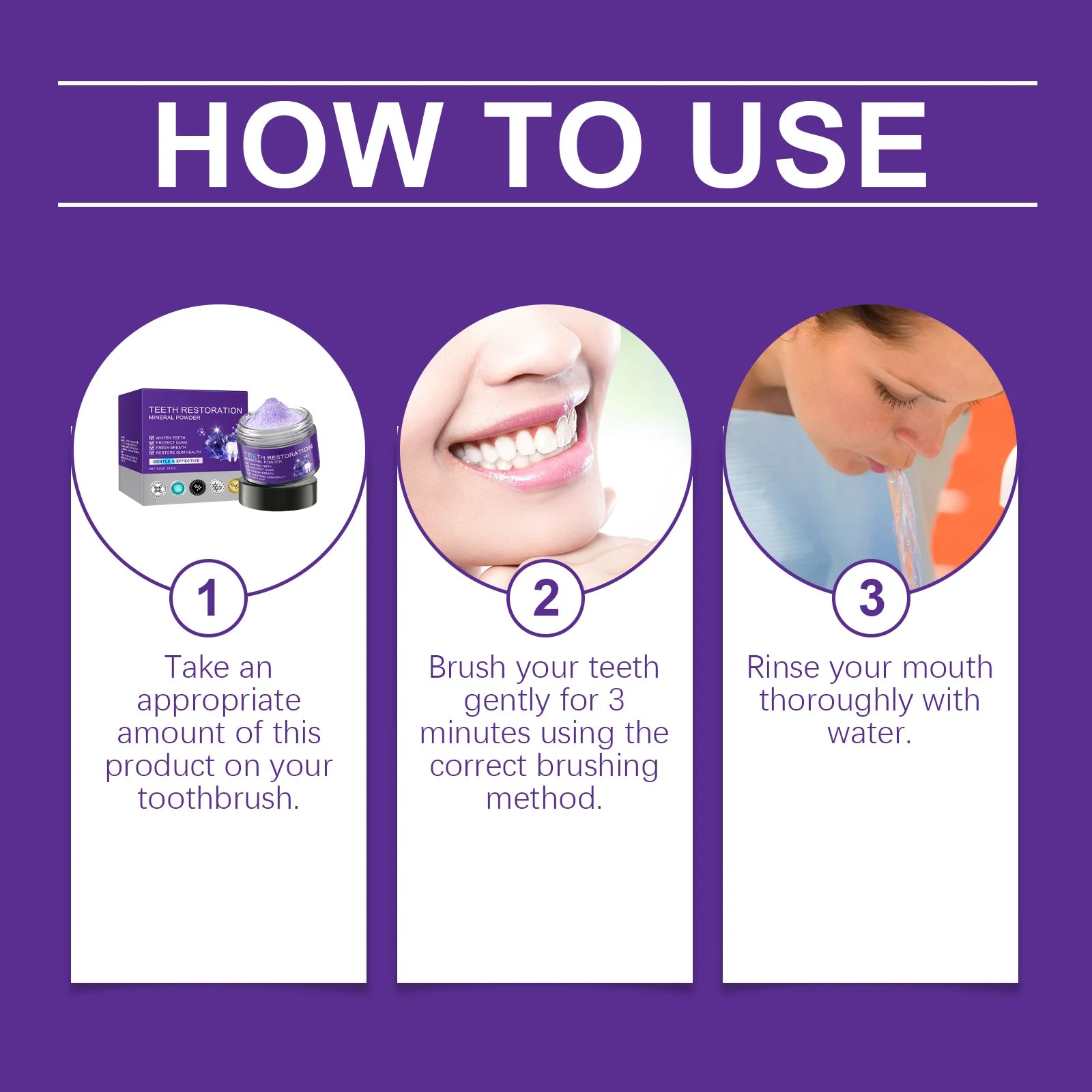 Purple Cleaning Tooth Powder Reduce Gum Discomfort Decompose Dental Plaque Preventing Tooth Decay Fresh Breath Oral Care Powder Oasis Select