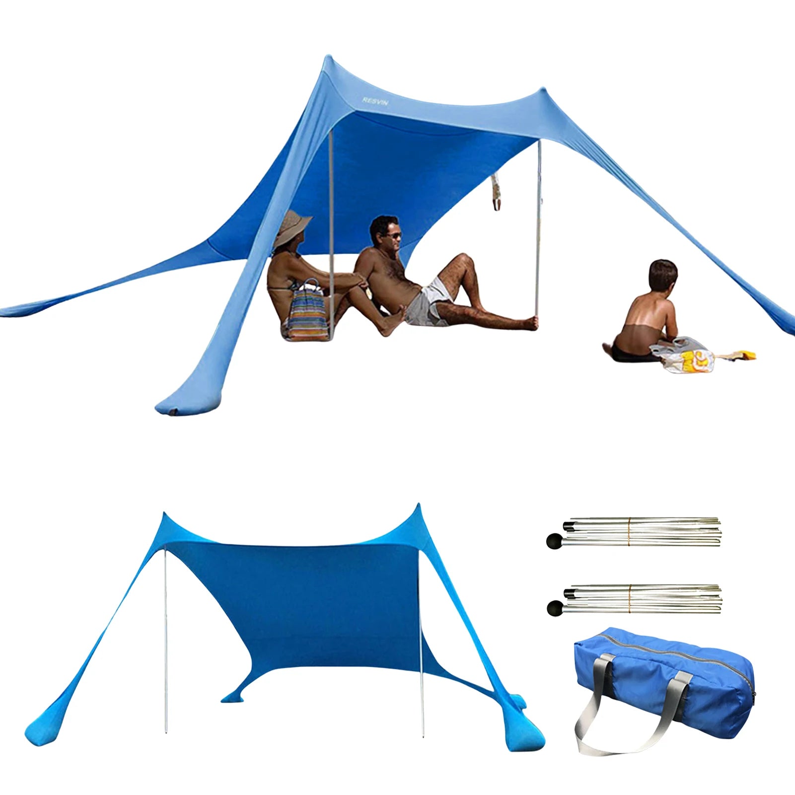 Outdoor Beach Tent Sun Shelter Camping Shades Tents Windproof One-piece Beach Canopy Tents UPF50+ Portable Family Tent For Bea Oasis Select
