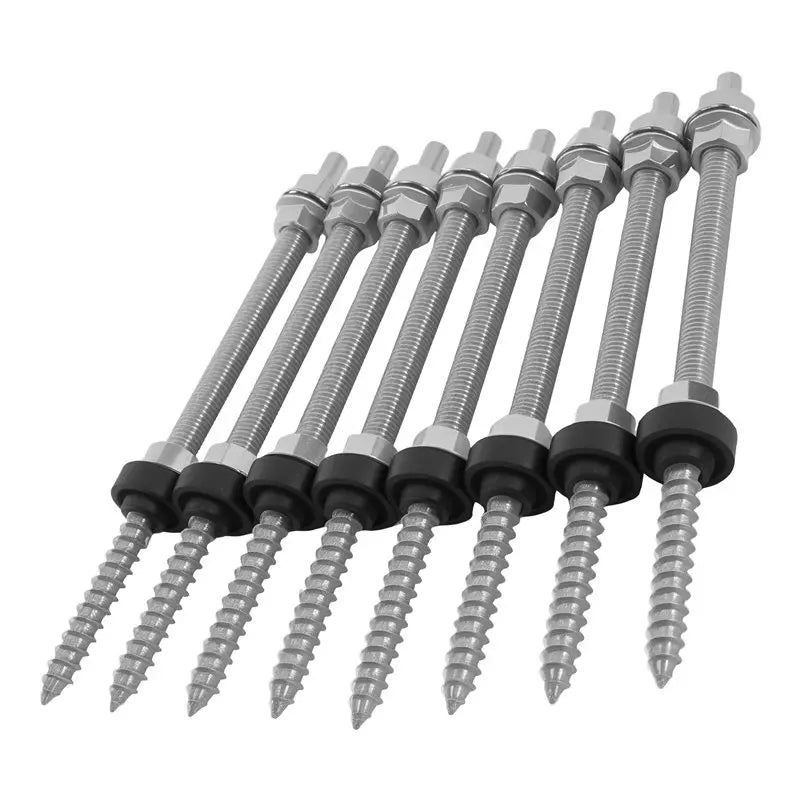 LIKE WISH Hanger Bolts M10 X 200 Mm, Pre-Assembled, V2A, Height-Adjustable, For Photovoltaic Solar Mounting Roofs, 8 Pack Oasis Select