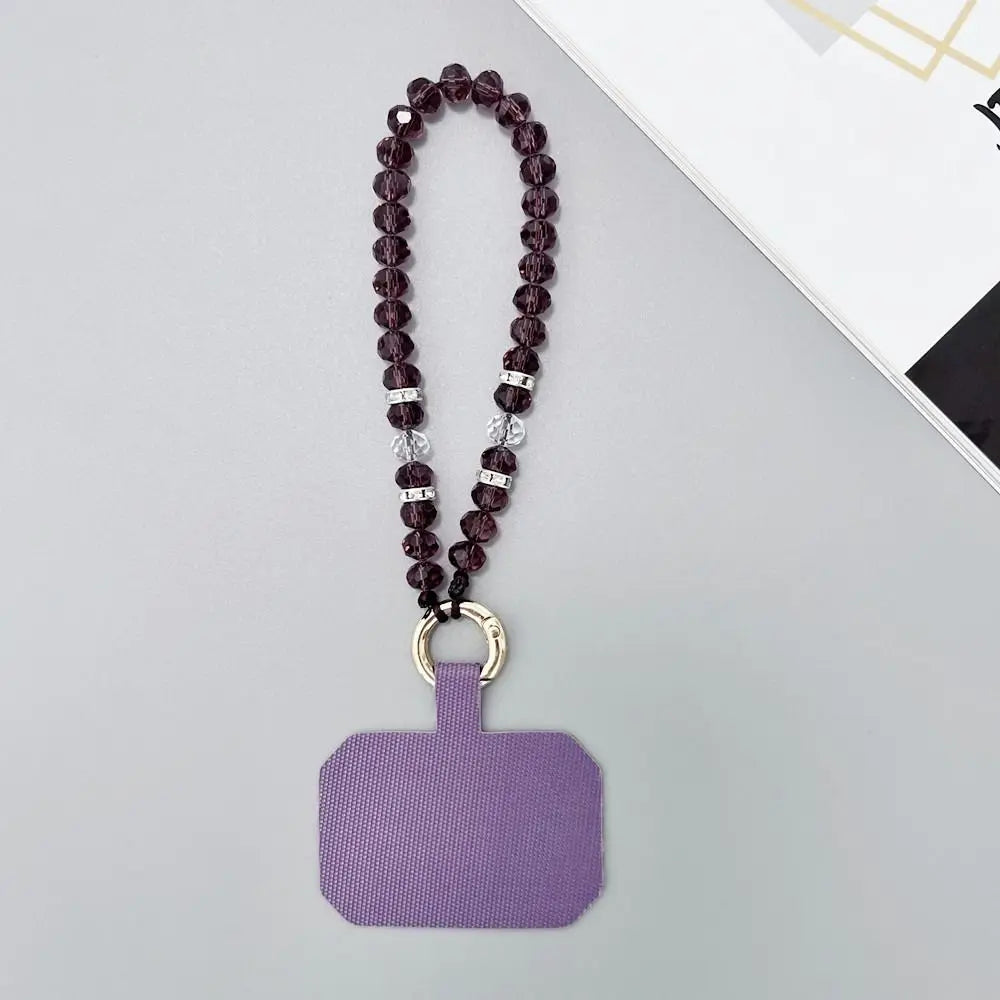 Phone Charms Crystal Beads Crystal Phone Straps Lanyard Hand Wrist Mobile Phone Chain String Luxury Cellphone Strap Key Lanyards Oasis Select dark purple