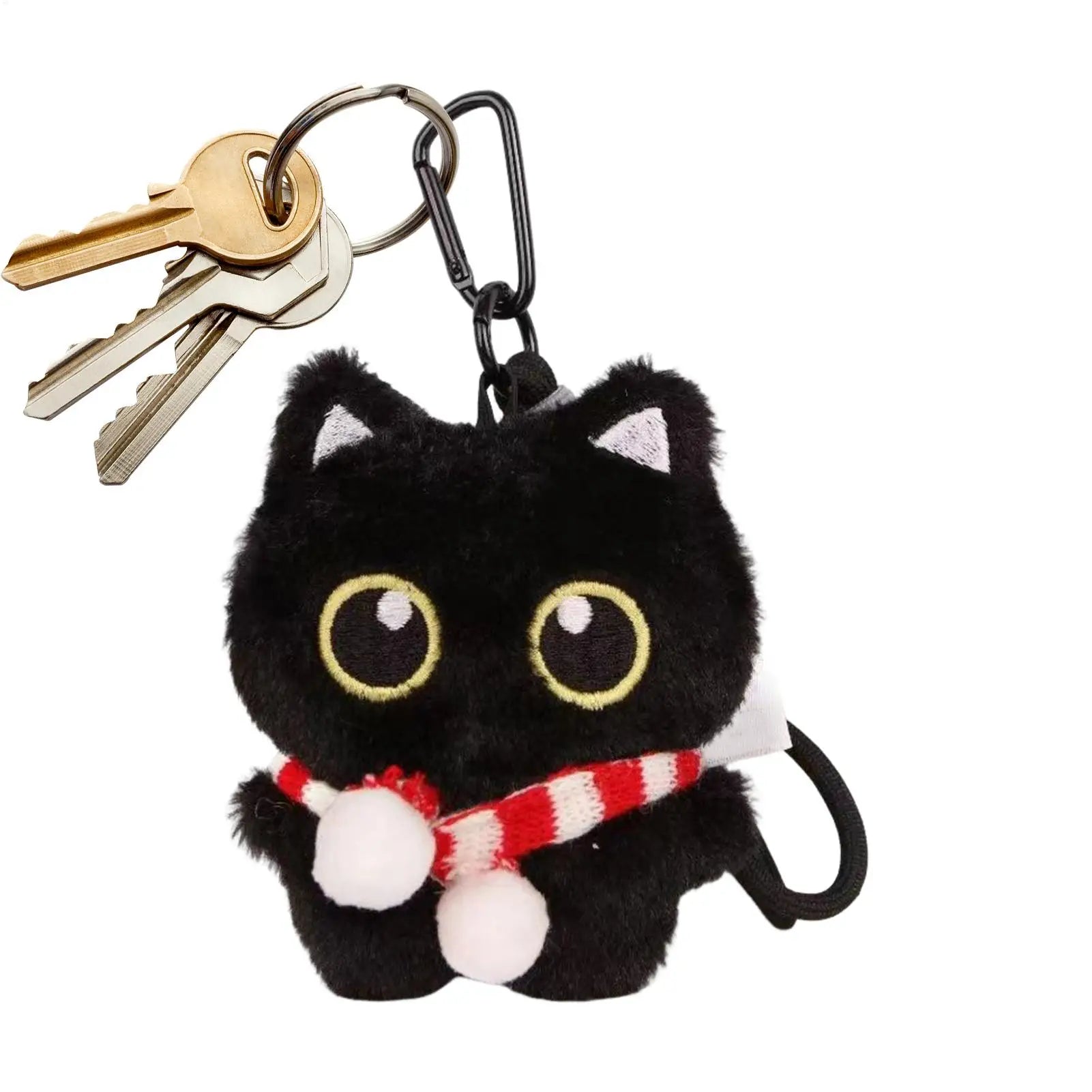 Cat Keyring Pendant Black Cat Plush Keychain Cute Bag Accessory for Kids Adults Backpack Handbag Travel Commuting Birthday Oasis Select