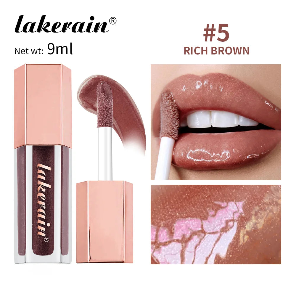 Diamonds Glitter Gloss Universal Lip Luminizer 8 Colors Lip Gloss Non-sticky Moisturizing Plumper Long Lasting Glitter Liquid Oasis Select 5 rich brown