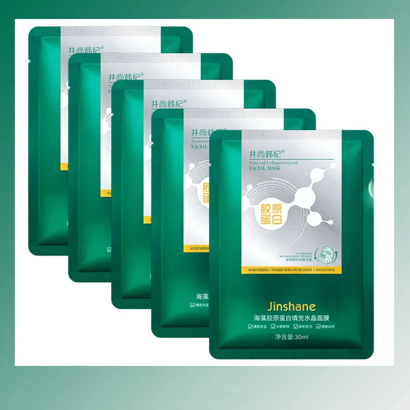 5pcs*30ml Hot Sale Seaweed Collagen Filling Crystal Mask Replenishing Fruit Jelly Skin Transparent Mask Skin Care Masque Oasis Select 5pc