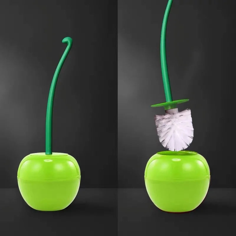 1pc Red Toilet Brush Creative Lovely Cherry Shape Lavatory Toilet Brush Holder Set Toilet Holder Bathroom Accessories Oasis Select 1pc GREEN