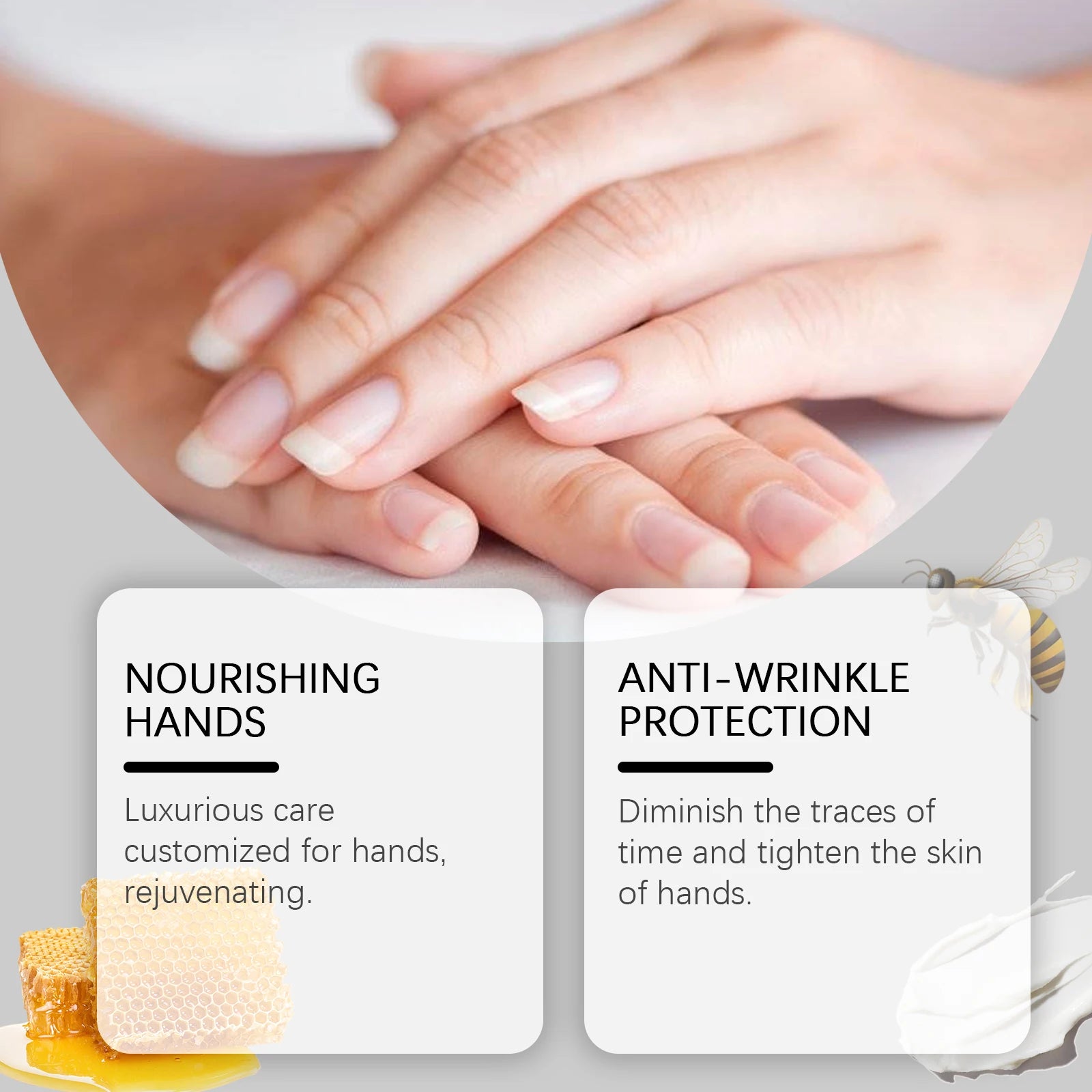 Bee Venom Hand Cream Moisturizing Anti Crack Fast Absorption Non Greasy Nourishing for Dry Cracked Skin Improve Skin Texture Oasis Select