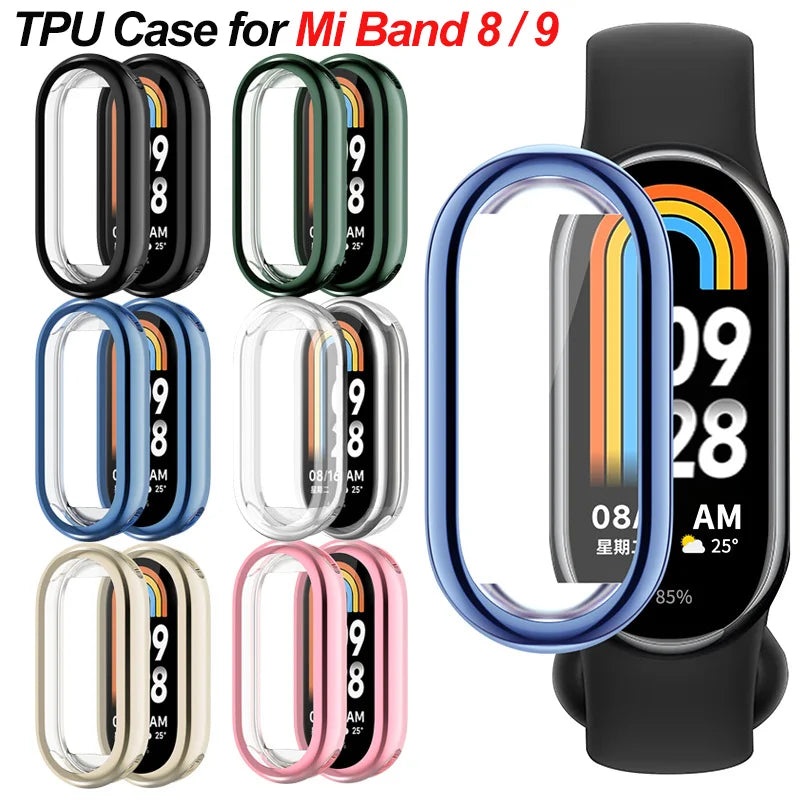 TPU Full Cover Case for Xiaomi Mi Band 8 & 9 Screen Protector Smartwatch Protective Case Oasis Select