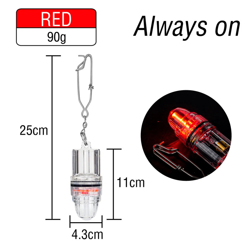 Dual-Mode LED Fishing Light For Deep Sea Waterproof Underwater Luminous Fish Lure Lamp Steady/Flash Underwater Lure Light Oasis Select Always on-Red
