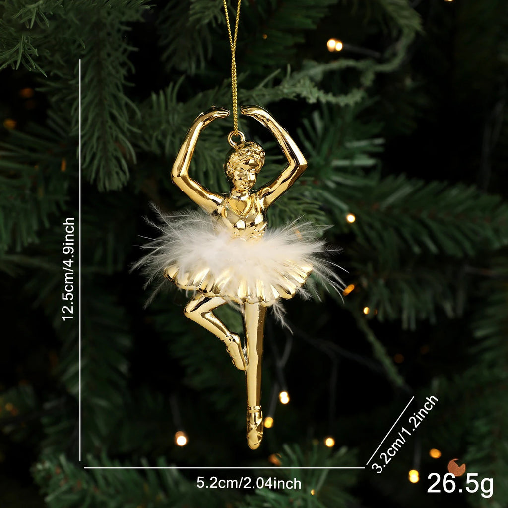Ballet Girl Feather Christmas Ornament | Elegant Tree Pendant